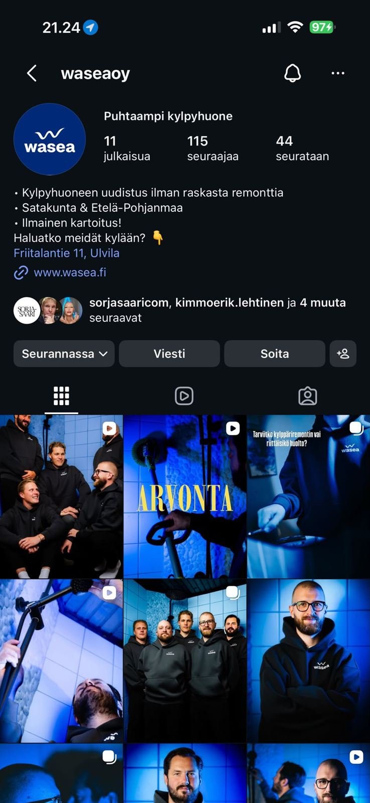 Wasean Instagram-feed kuvakaappaus